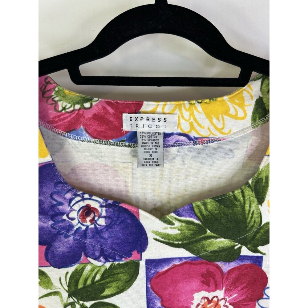 Vintage 90s Express Rainbow Patchwork Floral Penc… - image 2